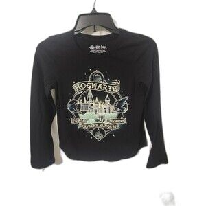 Harry Potter Hogwarts Long Sleeve T-Shirt Black Graphic Print